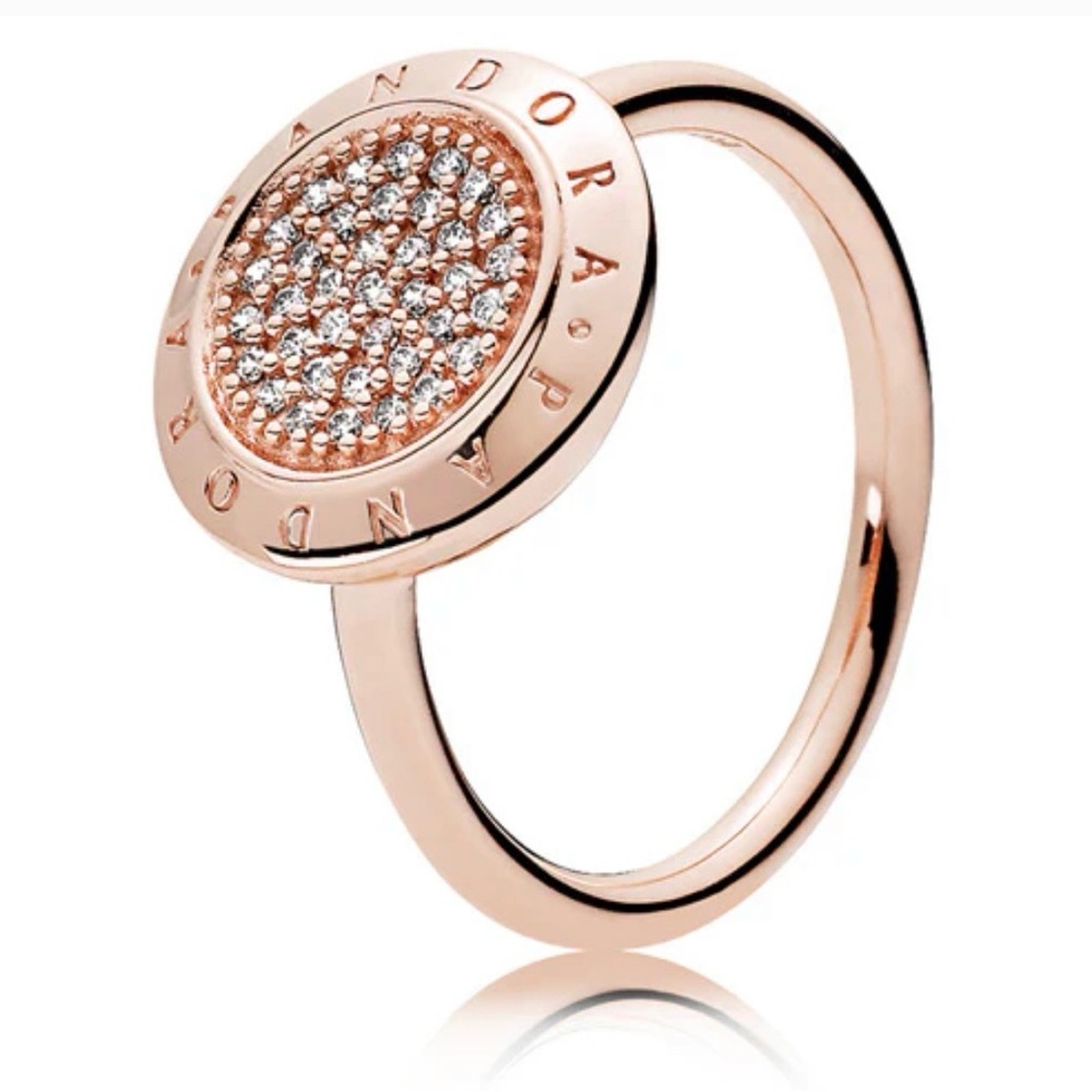 Pandora Rose Gold plated Ring with cubic zirconias.
